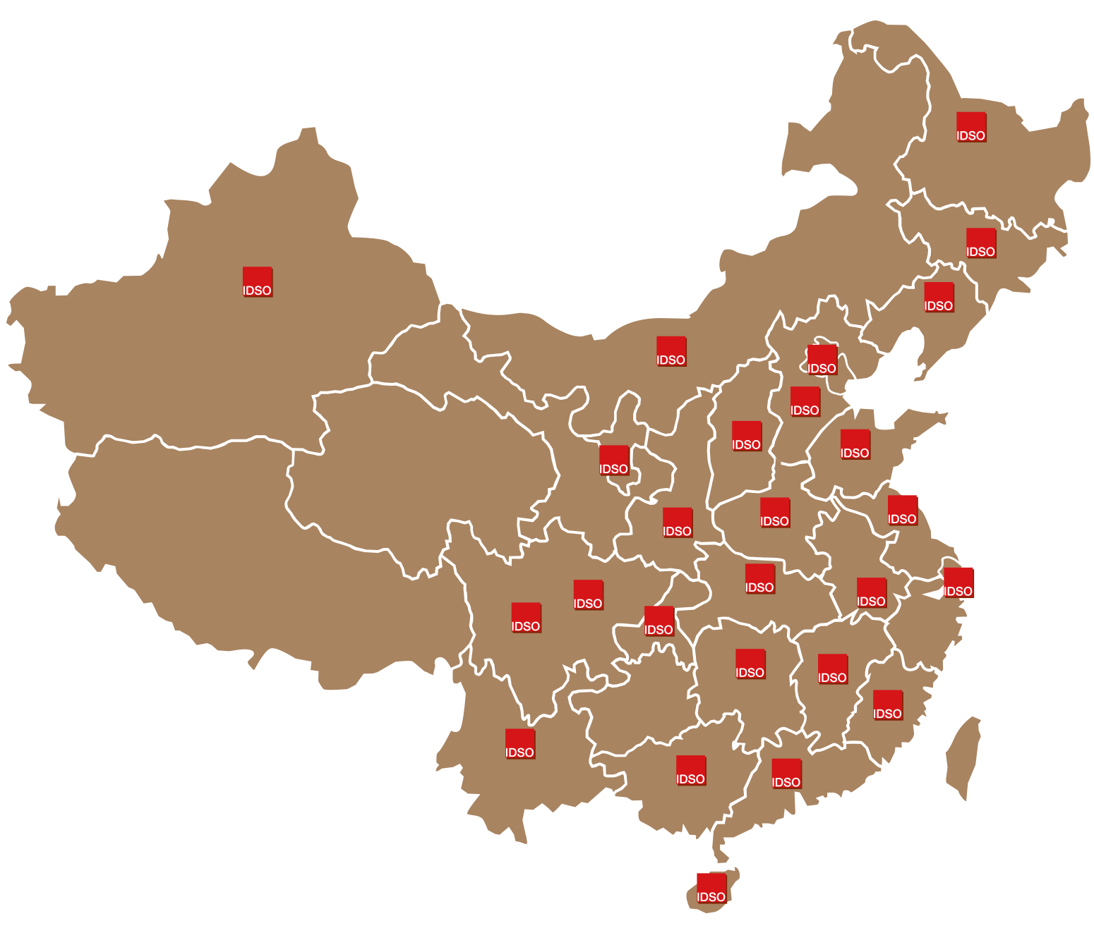 IDSO 业务覆盖中国地图